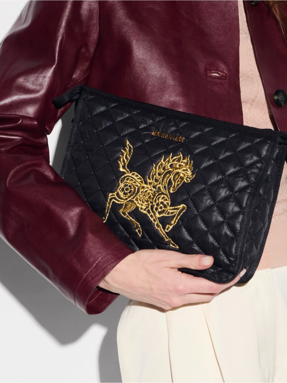 EUC MZ Wallace CNY Horse Metro Clutch Black/ Gold